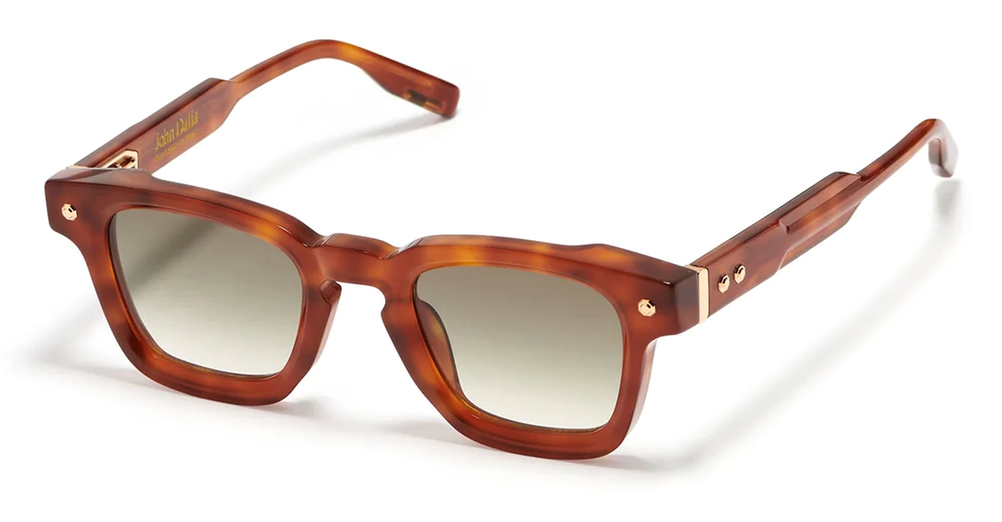Ottica Mondello Roma - John Dalia - P16-C123-47 - PROJECT 16 (47) -  C123 Cognac / Rose Gold - Acetate - shape Squared - brown - EYEWEAR - SUNGLASSES - Unisex,Uomo,Donna,Women,Men - lens Gradient green - Made In France