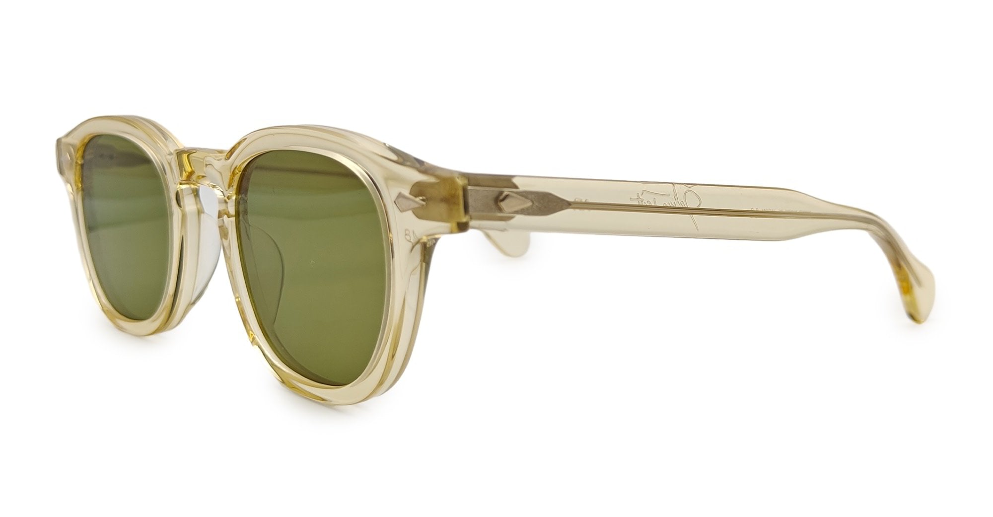  GREEN LENS - Acetate - shape Panto - Champagne - EYEWEAR - SUNGLASSES - Unisex,Uomo,Donna,Women,Men - lens Green - Made In Japan