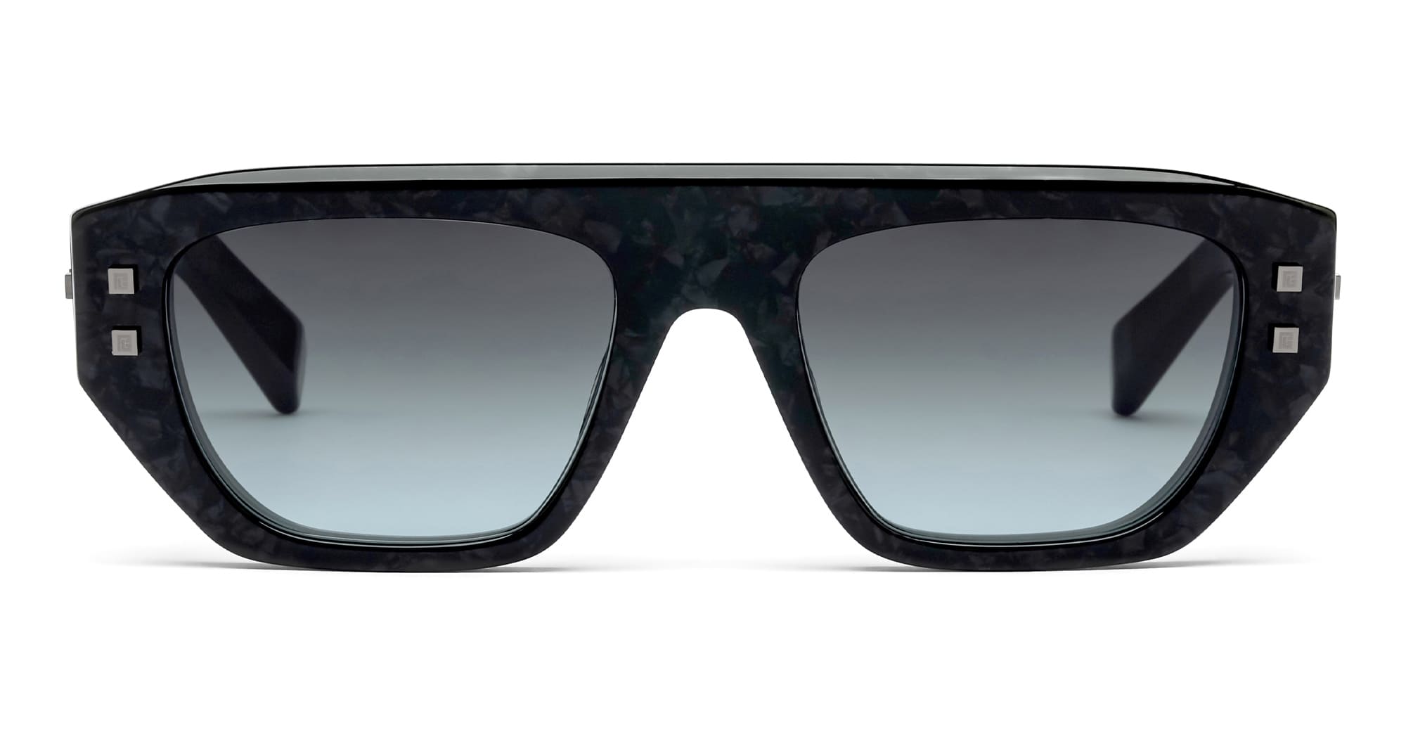Ottica Mondello Roma - Balmain - BPS-176B-54 - B-ARMY II - LEATHER BLACK / BLACK RHODIUM - Acetate - shape Rectangular - Black - EYEWEAR - SUNGLASSES - Unisex,Uomo,Donna,Women,Men - lens Gradient grey - Made In Japan