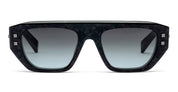 Ottica Mondello Roma - Balmain - BPS-176B-54 - B-ARMY II - LEATHER BLACK / BLACK RHODIUM - Acetate - shape Rectangular - Black - EYEWEAR - SUNGLASSES - Unisex,Uomo,Donna,Women,Men - lens Gradient grey - Made In Japan