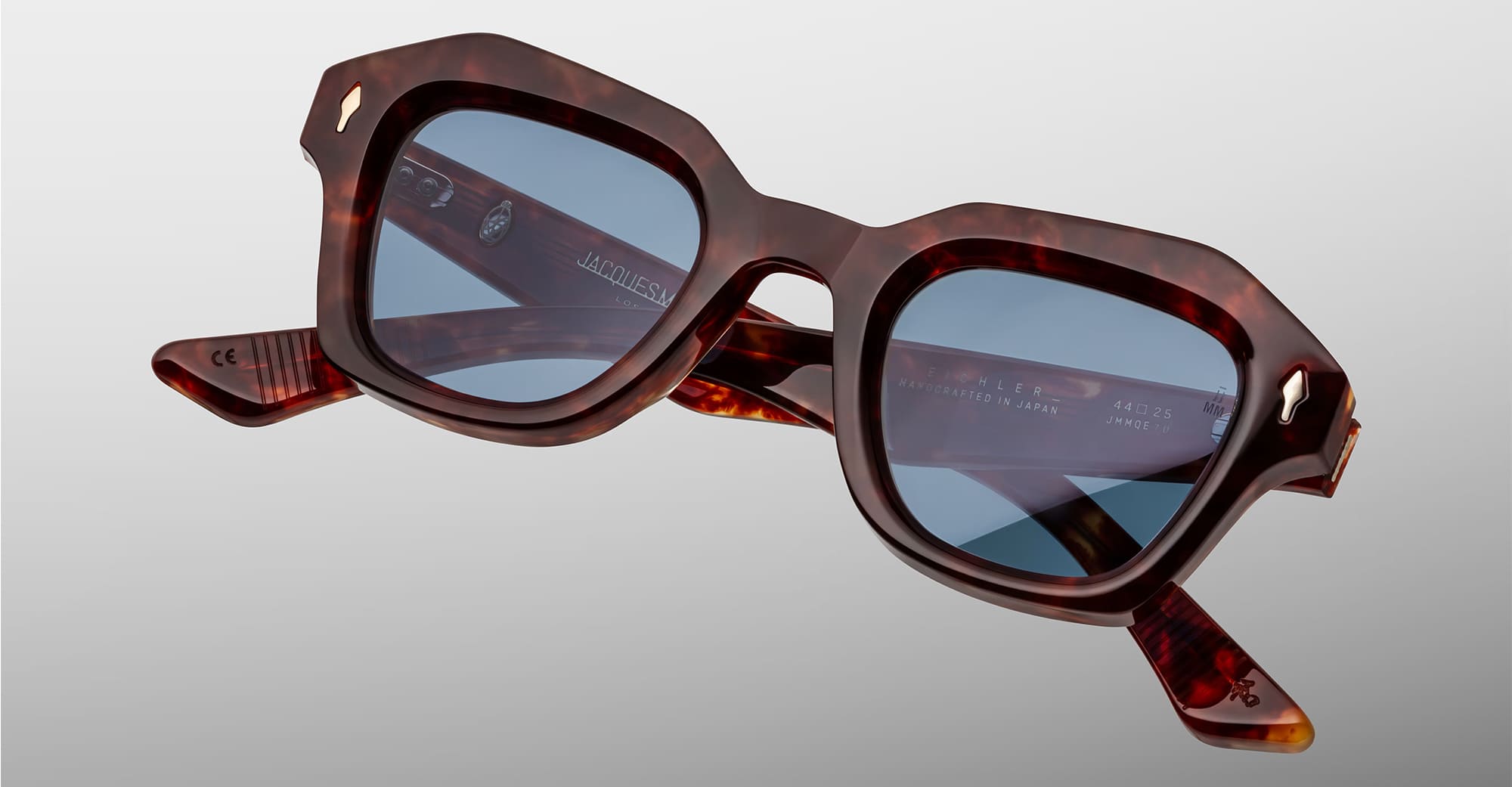 Ottica Mondello Roma - Jacques Marie Mage - JMMQE-7U - EICHLER - BRECCIA - Acetate - shape Squared - Havana - EYEWEAR - SUNGLASSES - Unisex,Uomo,Donna,Women,Men - lens Blue - Made In Japan