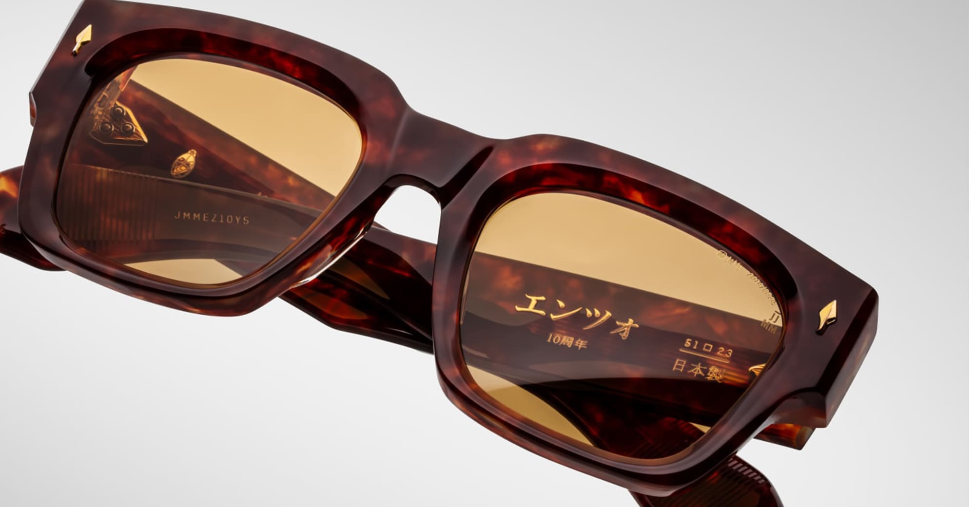 Ottica Mondello Roma - Jacques Marie Mage - JMMEZ-10Y5 - DECADE COLLECTION: ENZO - BRECCIA - Acetate - shape Squared - Havana - EYEWEAR - SUNGLASSES - Uomo,Men - lens honey - Made In Japan