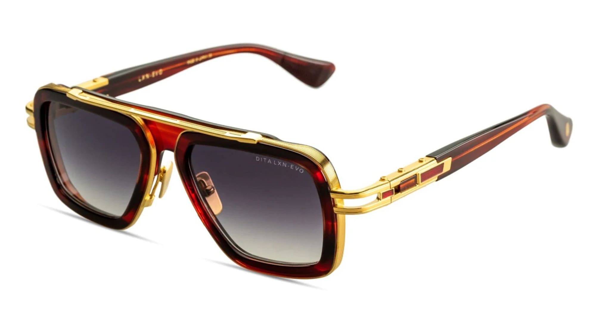 Ottica Mondello Roma - DITA - DTS403-A-04 - LXN-EVO - SIENNA BLAZE / YELLOW GOLD - Acetate, titanium - shape Navigator - brown, gold - EYEWEAR - SUNGLASSES - Uomo,Men - lens Gradient grey - Made In Japan