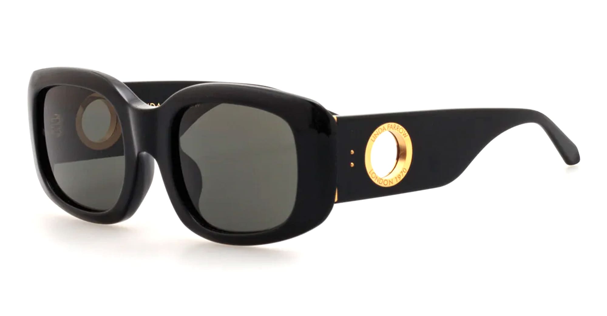 Ottica Mondello Roma - LINDA FARROW - LFL1504C1SUN - CELESTE - BLACK / YELLOW GOLD - Acetate - shape Squared - Champagne - EYEWEAR - SUNGLASSES - Donna,Women - lens Grey - Made In Japan