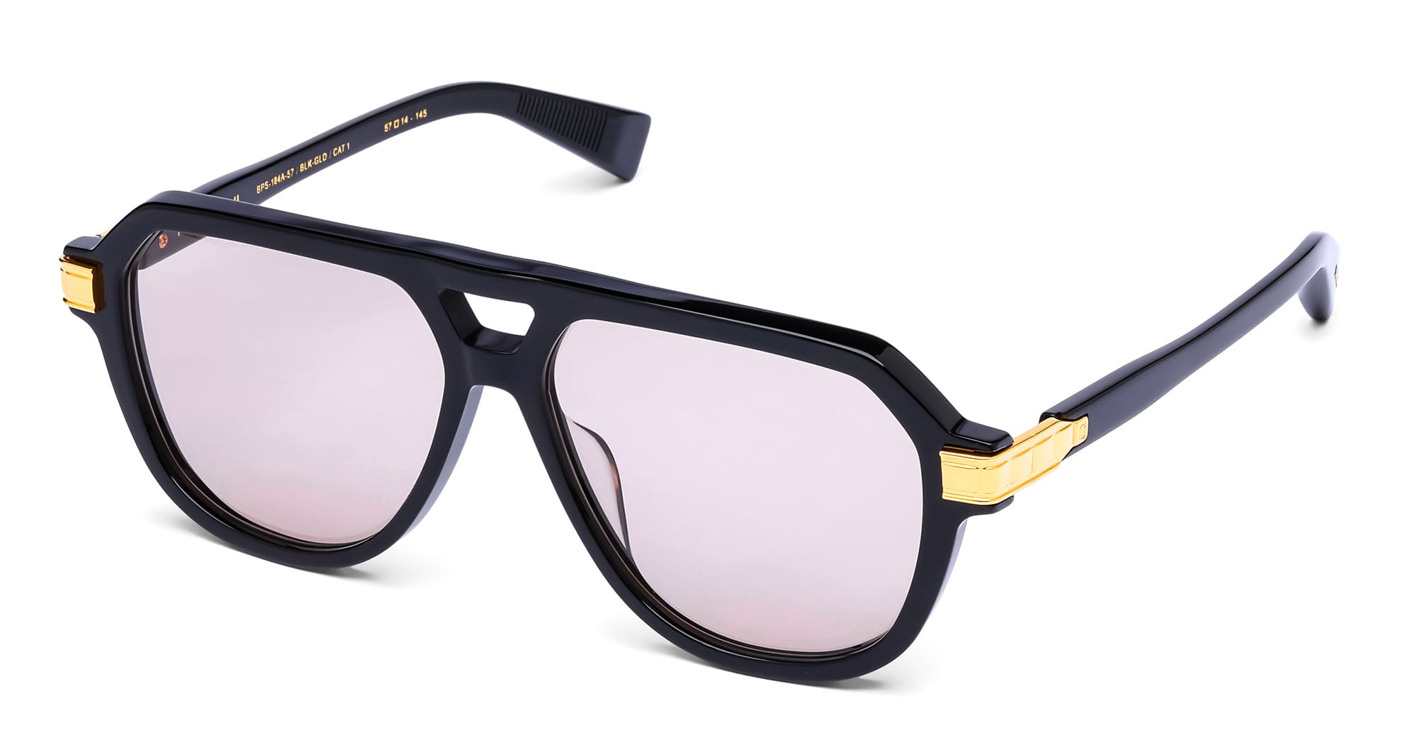 Ottica Mondello Roma - Balmain - BPS-184A-57 - FRANCOISE II - BLACK / 18K GOLD - Acetate - shape Aviator - Black, gold - EYEWEAR - SUNGLASSES - Unisex,Uomo,Donna,Women,Men - lens light brown - Made In Japan