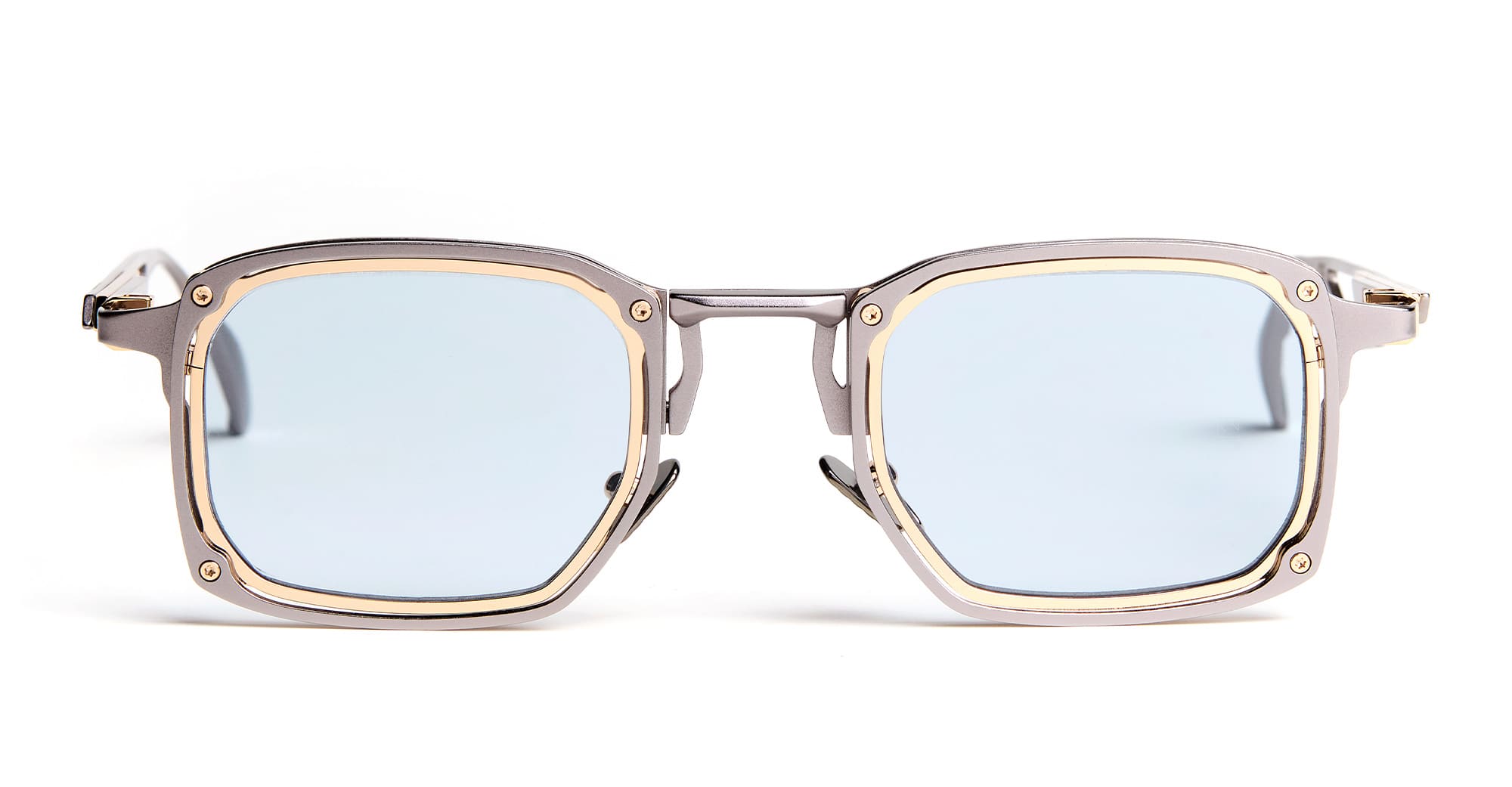  Azure Lens - Titanium - shape Rectangular - grey - EYEWEAR - SUNGLASSES - Uomo,Men - lens Blue - Made In Italy