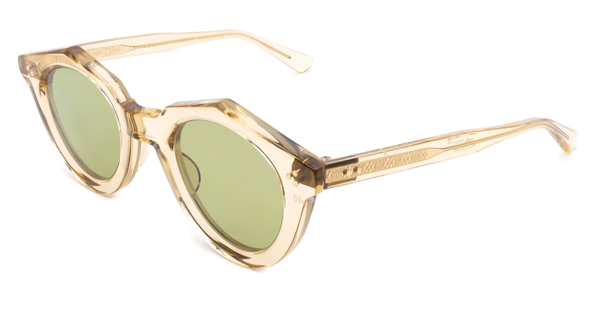Ottica Mondello Roma - Max Pittion - MXPL-018G - VOILA 44  - DUSTY CHAMPAGNE / GREEN LENS - Acetate - shape Round - Champagne - EYEWEAR - SUNGLASSES - Unisex,Uomo,Donna,Women,Men - lens Green - Made In Japan