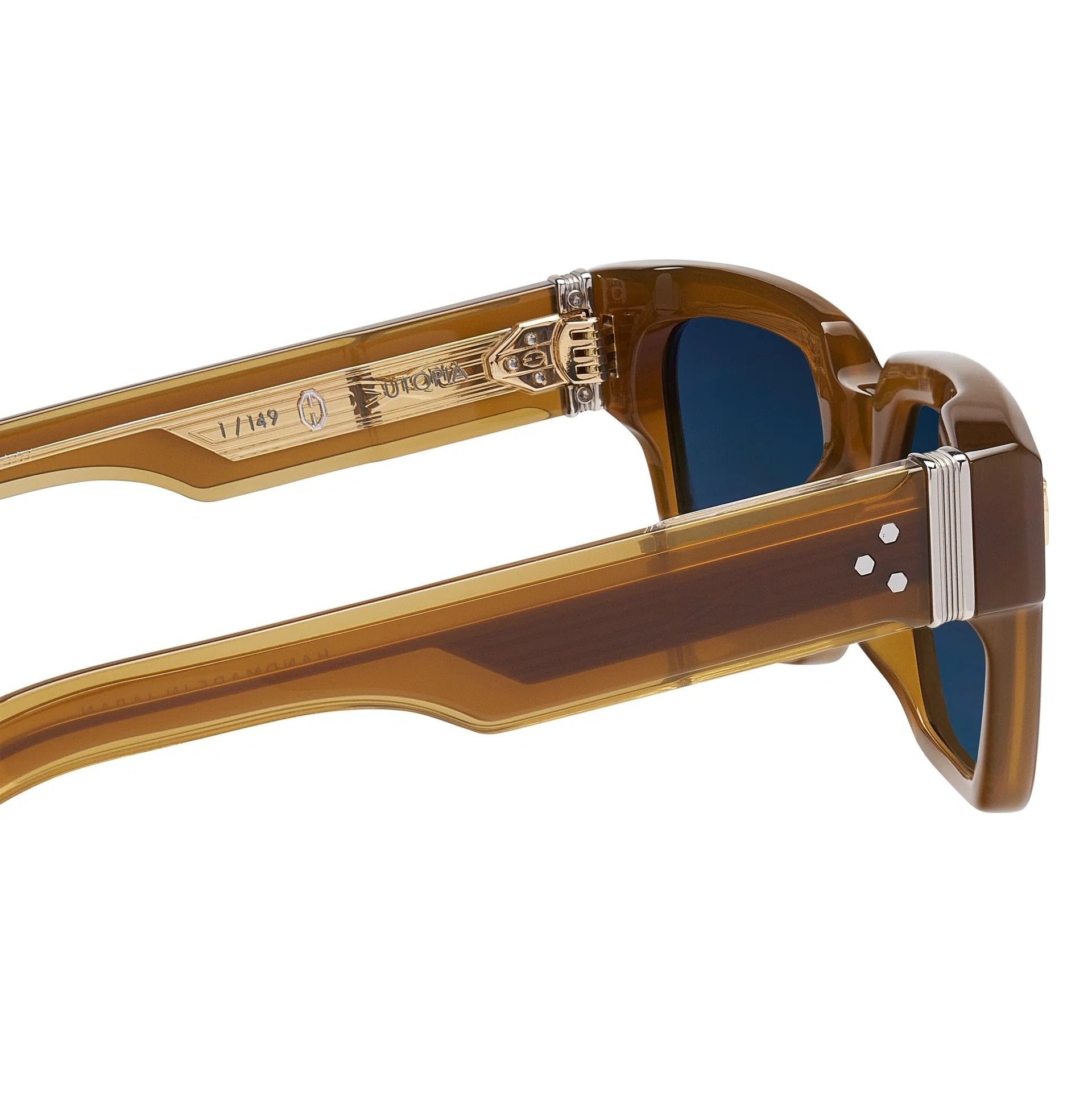 Ottica Mondello Roma - T HENRI - UAP - UTOPIA - PATINA - Acetate - shape Squared - brown - EYEWEAR - SUNGLASSES - Unisex,Uomo,Donna,Women,Men - lens Blue - Made In Japan