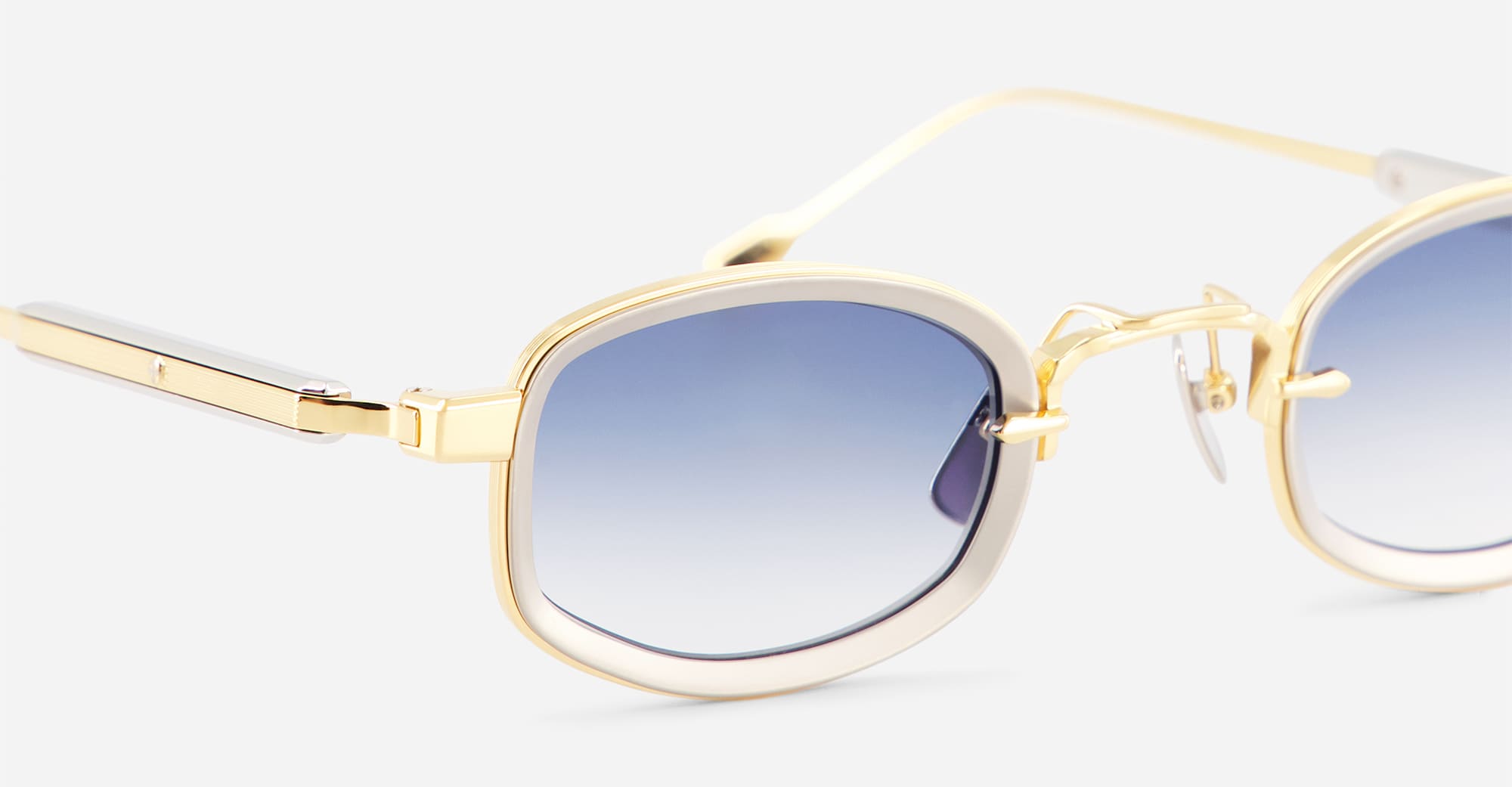 Ottica Mondello Roma - Sato - Aquila-YG-P-1 - AQUILA - YELLOW GOLD / PLATINUM - Acetate, titanium - shape Oval - gold, silver - EYEWEAR - SUNGLASSES - Unisex,Uomo,Donna,Women,Men - lens Gradient blue - Made In Japan