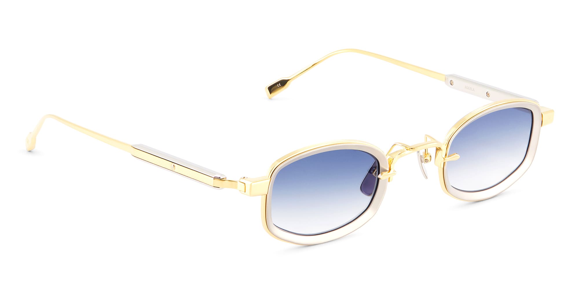 Ottica Mondello Roma - Sato - Aquila-YG-P-1 - AQUILA - YELLOW GOLD / PLATINUM - Acetate, titanium - shape Oval - gold, silver - EYEWEAR - SUNGLASSES - Unisex,Uomo,Donna,Women,Men - lens Gradient blue - Made In Japan
