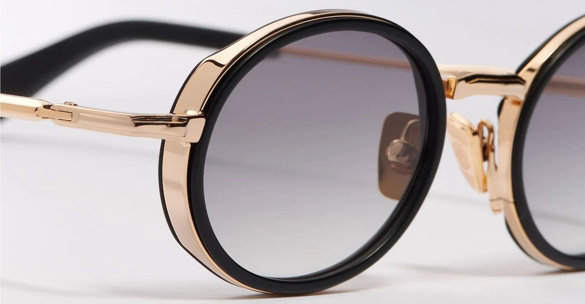 Ottica Mondello Roma - John Dalia - EDDIE-C115 - EDDIE - C115 Matte Black / Antique Gold - Metal - shape  - Black, gold - EYEWEAR - SUNGLASSES - Unisex,Uomo,Donna,Women,Men - lens  - Made In France