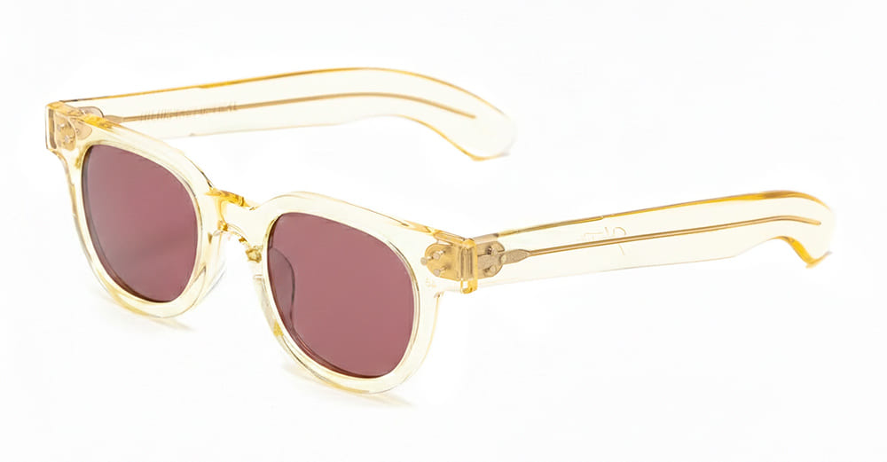 Ottica Mondello Roma - Julius Tart - JTPL-106R-2B-WINE - FDR 46X24 - CHAMPAGNE / WINE LENS - Acetate - shape Round - transparent beige - EYEWEAR - SUNGLASSES - Unisex,Uomo,Donna,Women,Men - lens red - Made In Japan