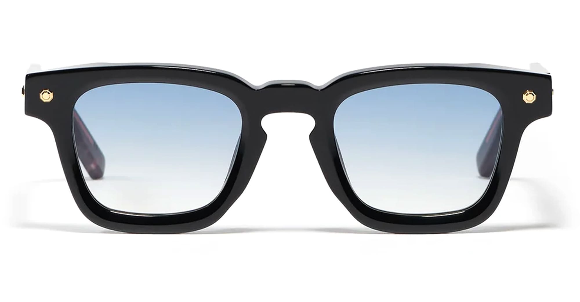 Ottica Mondello Roma - John Dalia - P16-C101-47 - PROJECT 16 (47) -  C101 Shiny Black / Yellow Gold - Acetate - shape Squared - Black, gold - EYEWEAR - SUNGLASSES - Unisex,Uomo,Donna,Women,Men - lens Gradient blue - Made In France