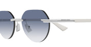 Ottica Mondello Roma - Bottega Veneta - BV1379S-004 - BV1379S-004 - SILVER / WHITE - Metal - shape Round - Silver - EYEWEAR - SUNGLASSES - Unisex,Uomo,Donna,Women,Men - lens Gradient blue - Made In Italy