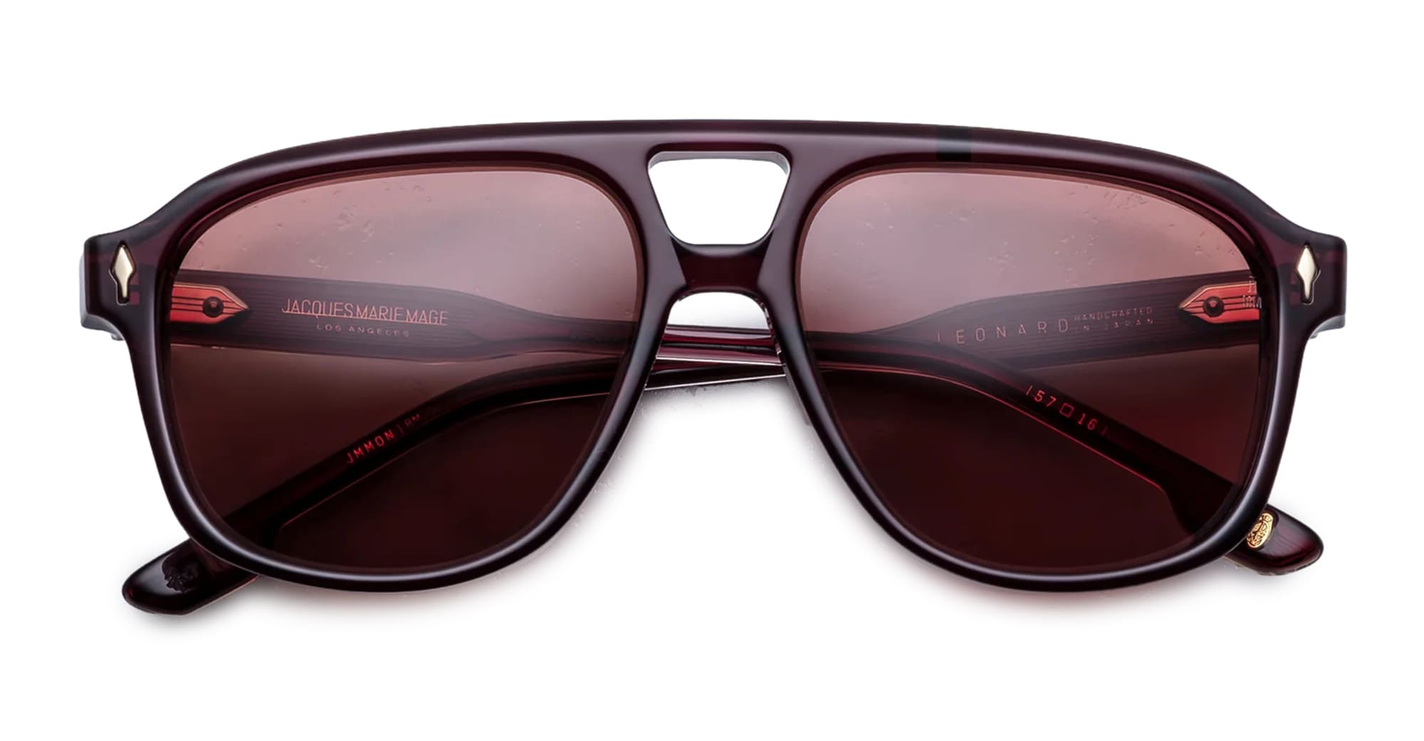 Ottica Mondello Roma - Jacques Marie Mage - JMMON-18M - LEONARD - AMARENA - Acetate - shape Aviator - burgundy - EYEWEAR - SUNGLASSES - Unisex,Uomo,Donna,Women,Men - lens bronze - Made In Japan