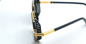 Ottica Mondello Roma - John Dalia - DENNIS-C407 - DENNIS - C407 - SHINY BLACK / YELLOW GOLD - Metal - shape Hexagonal - shiny black - EYEWEAR - SUNGLASSES - Uomo,Men - lens Gradient grey - Made In France