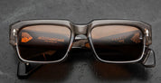 Ottica Mondello Roma - Jacques Marie Mage - JMMDK-4E - LAST FRONTIER VII - DAKOTA - TEMPEST - Acetate - shape Rectangular - grey - EYEWEAR - SUNGLASSES - Unisex,Uomo,Donna,Women,Men - lens amber - Made In Japan
