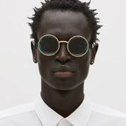 Ottica Mondello Roma - Kuboraum - KRS0Z3RF0000002Y - MASK Z3 RF - LIGHT GOLD / TRANSPARENT DARK GREEN - titanium, acetate - shape Round - gold, green - EYEWEAR - SUNGLASSES - Unisex,Uomo,Donna,Women,Men - lens Grey - Made In Italy