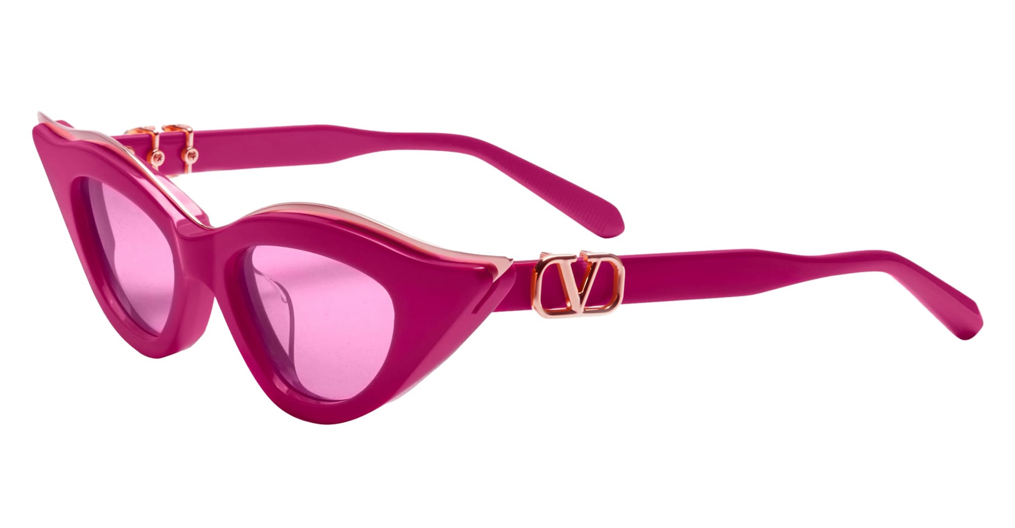 Ottica Mondello Roma - Valentino - VLS-114D-49 - V-GOLDCUT II - PINK / WHITE GOLD - acetate, titanium  - shape Cat-eye - pink, gold - EYEWEAR - SUNGLASSES - Donna,Women - lens Gradient pink - Made In Japan
