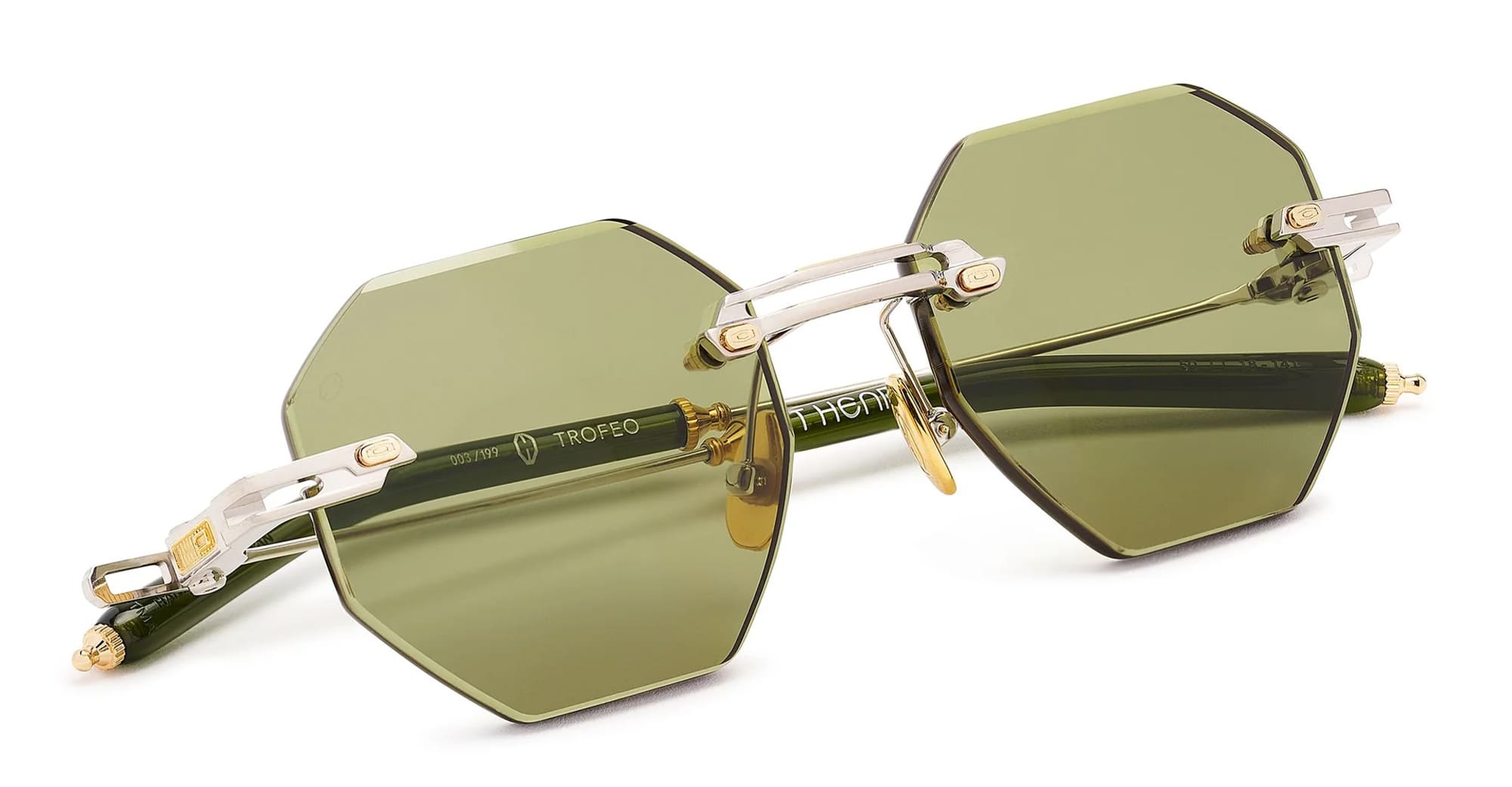 Ottica Mondello Roma - T HENRI - TMA - TROFEO - ANOMOLY - Titanium - shape Octagonal - silver, gold - EYEWEAR - SUNGLASSES - Unisex,Uomo,Donna,Women,Men - lens Green - Made In Japan