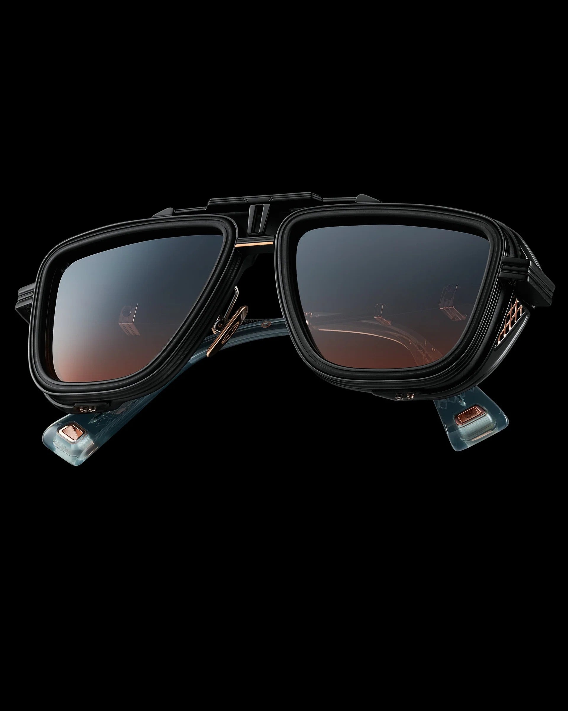 Ottica Mondello Roma - T HENRI - GTCP - GTO - PULSAR - Titanium - shape Navigator - rose gold, black - EYEWEAR - SUNGLASSES - Unisex,Uomo,Donna,Women,Men - lens Gradient blue - Made In Japan