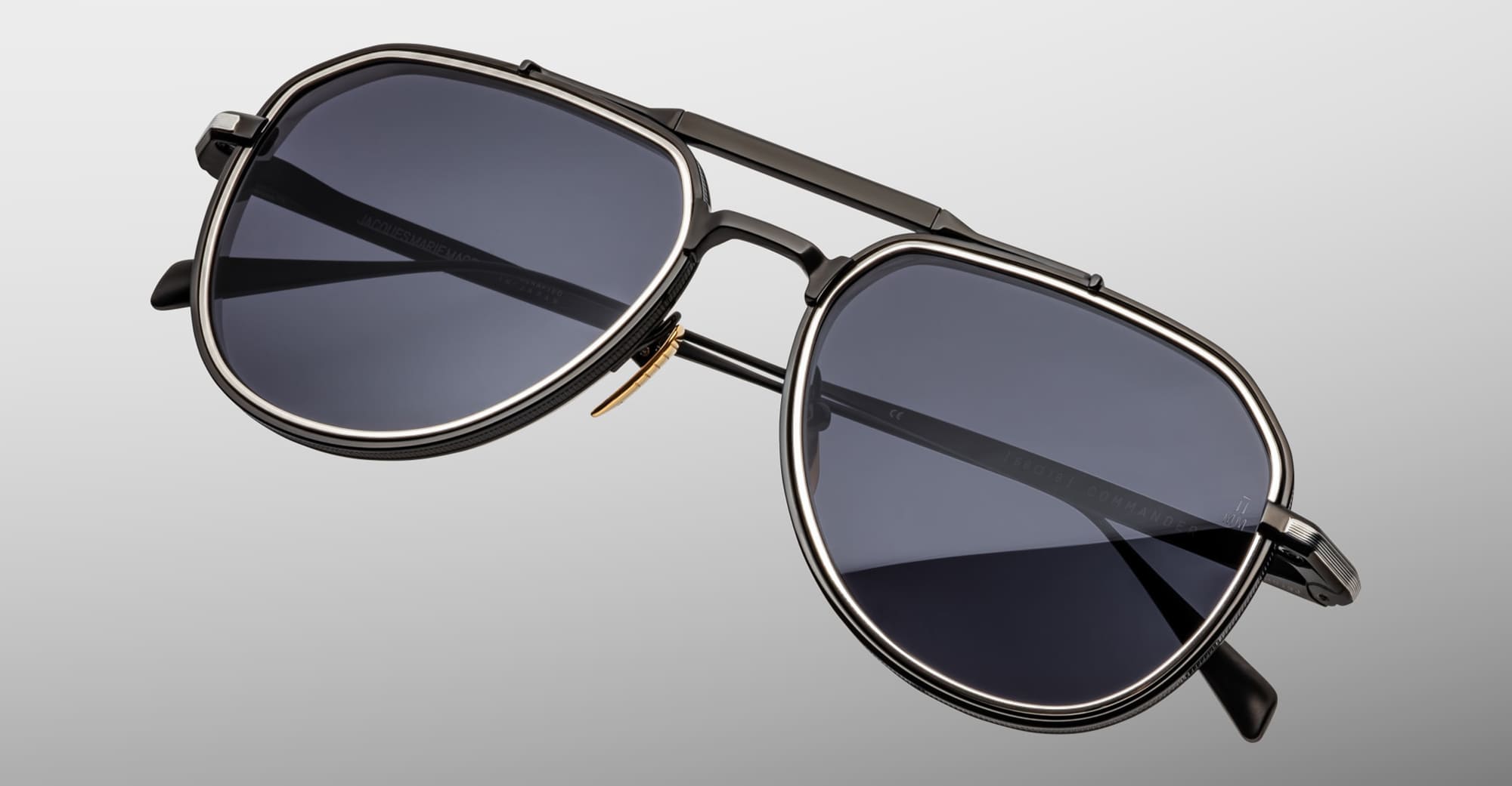 Ottica Mondello Roma - Jacques Marie Mage - JMMMD-19J - COMMANDER - CORBEAU - Titanium - shape Aviator - black, silver - EYEWEAR - SUNGLASSES - Unisex,Uomo,Donna,Women,Men - lens Grey - Made In Japan