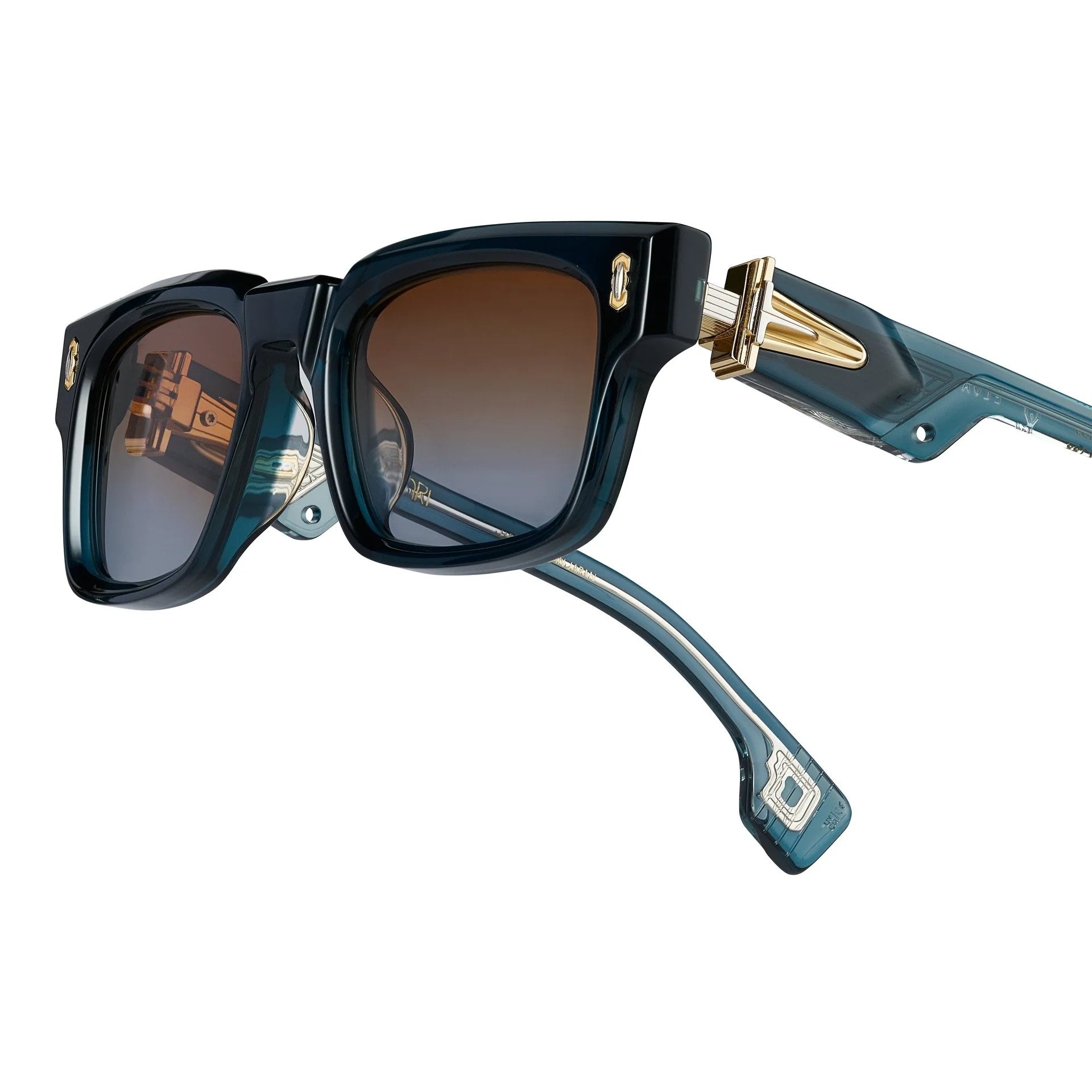 Ottica Mondello Roma - T HENRI - ELAU2 - ELVA - DEEP BLUE II - Acetate - shape Squared - blue - EYEWEAR - SUNGLASSES - Unisex,Uomo,Donna,Women,Men - lens Gradient brown - Made In Japan