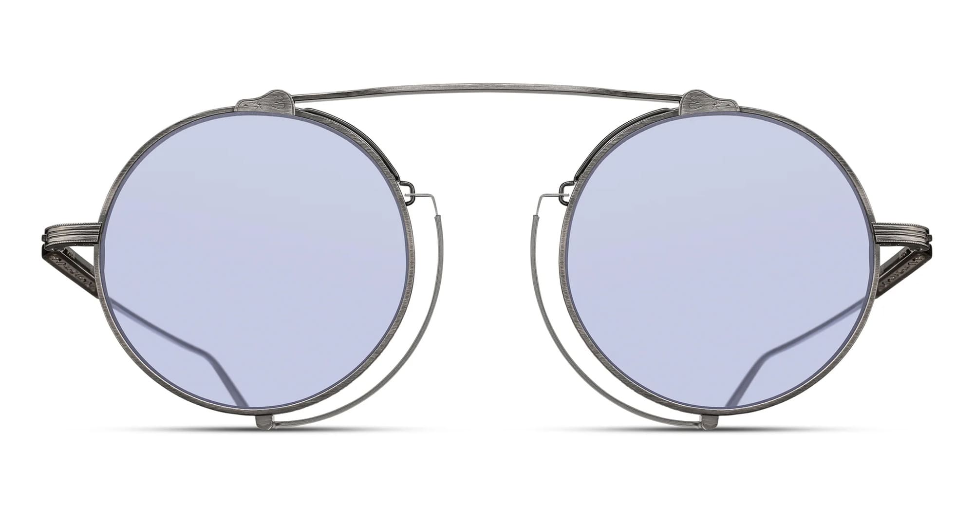 Ottica Mondello Roma - Matsuda - M3154.SG.AS.46 - M3154 - ANTIQUE SILVER / CAFE BLUE - Titanium - shape Round - Silver - EYEWEAR - SUNGLASSES - Unisex,Uomo,Donna,Women,Men - lens light blue - Made In Japan