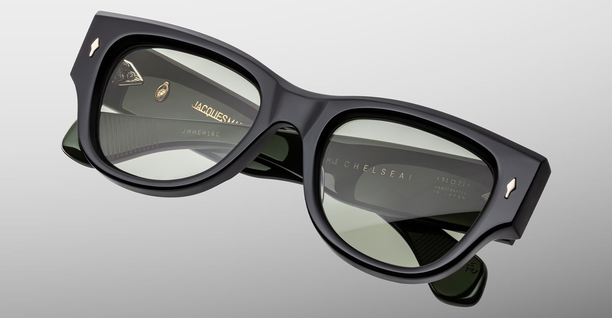Ottica Mondello Roma - Jacques Marie Mage - JMMEH-16C - CHELSEA - COBRA - Acetate - shape Round - Black - EYEWEAR - SUNGLASSES - Unisex,Uomo,Donna,Women,Men - lens Green - Made In Japan