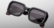 Ottica Mondello Roma - Jacques Marie Mage - JMMLD-6P - ALDO - BLOODSTONE - Acetate - shape Squared - Black, Red - EYEWEAR - SUNGLASSES - Unisex,Uomo,Donna,Women,Men - lens Grey - Made In Japan