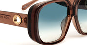 Ottica Mondello Roma - LINDA FARROW - LFL1529C4SUN - ASTRID - BROWN / AQUA - Acetate - shape Squared - brown - EYEWEAR - SUNGLASSES - Donna,Women - lens Gradient blue - Made In Japan