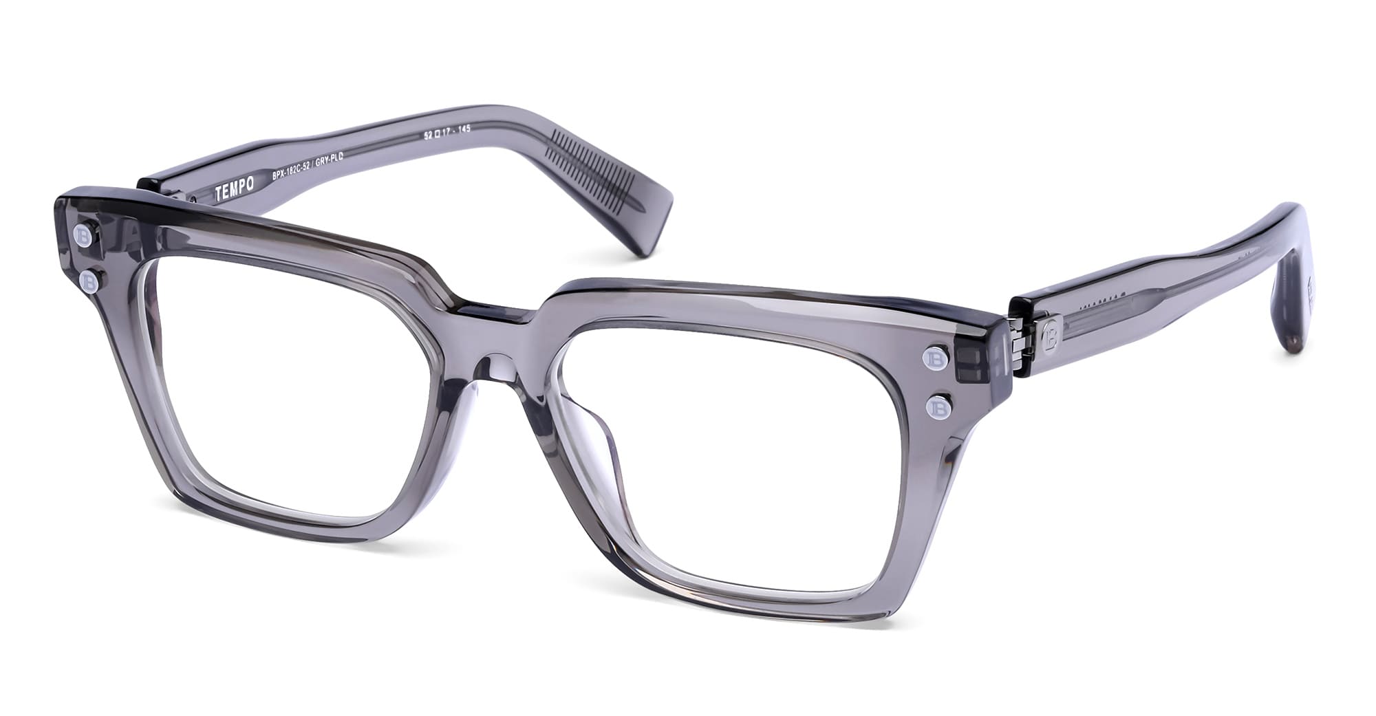 Ottica Mondello Roma - Balmain - BPX-182C-52 - TEMPO - CRYSTAL GREY / SHINY BLACK RHODIUM RX - Acetate - shape Squared - grey, black - EYEWEAR - EYEGLASSES - Unisex,Uomo,Donna,Women,Men - lens Clear - Made In Japan