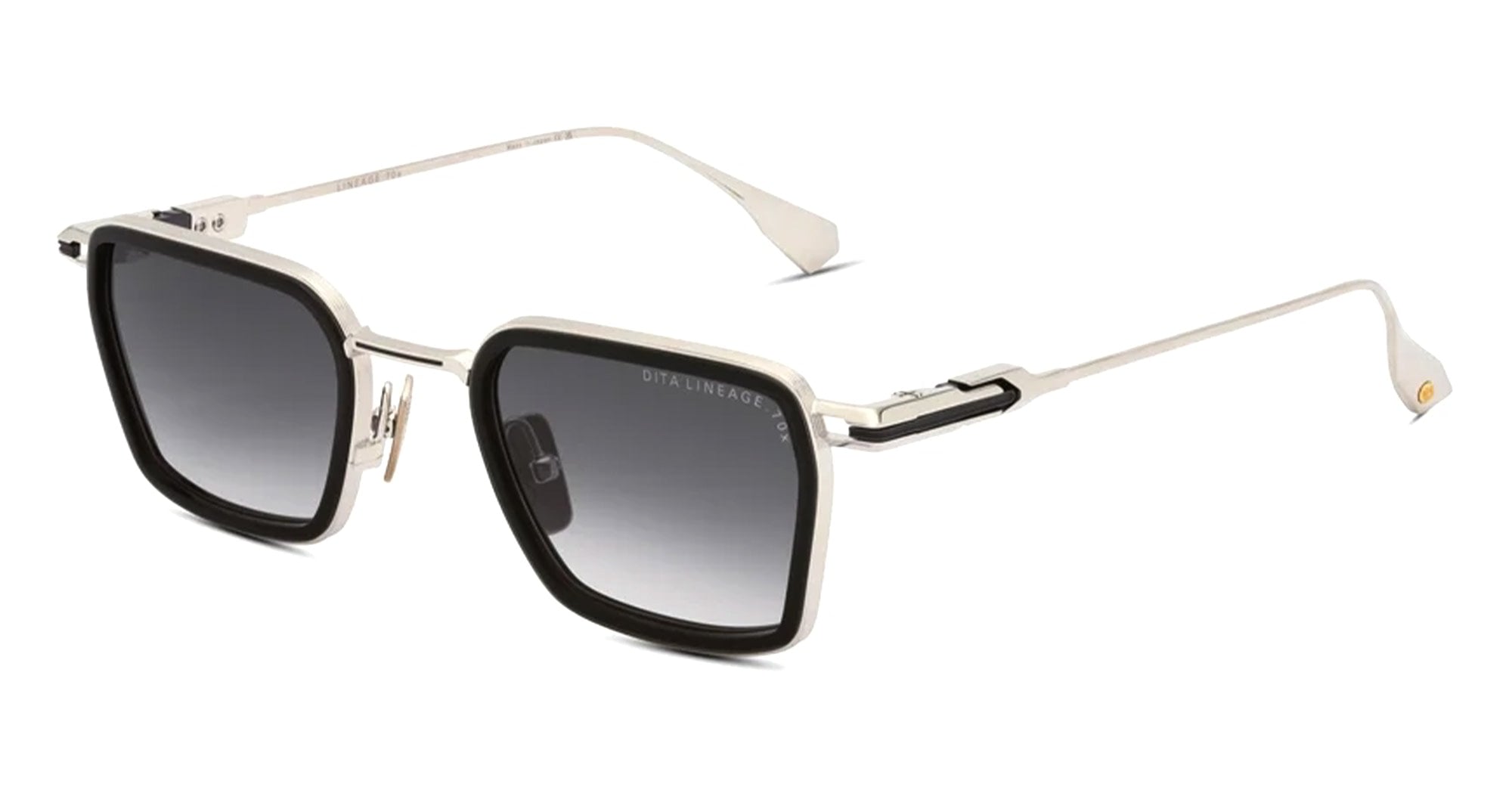  IRON - titanium, acetate - shape Squared - silver, black - EYEWEAR - SUNGLASSES - Unisex,Uomo,Donna,Women,Men - lens Gradient grey - Made In Japan