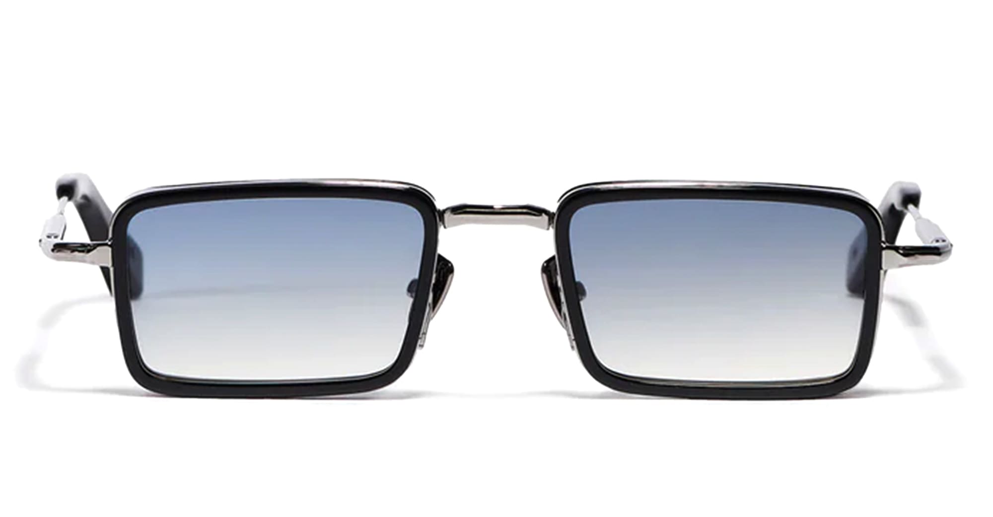 Ottica Mondello Roma - John Dalia - PIERCE-C107 - PIERCE - C107 Shiny Black / Ruthenium Plated - Metal - shape Rectangular - Black, gold - EYEWEAR - SUNGLASSES - Unisex,Uomo,Donna,Women,Men - lens Gradient blue - Made In France