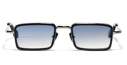 Ottica Mondello Roma - John Dalia - PIERCE-C107 - PIERCE - C107 Shiny Black / Ruthenium Plated - Metal - shape Rectangular - Black, gold - EYEWEAR - SUNGLASSES - Unisex,Uomo,Donna,Women,Men - lens Gradient blue - Made In France