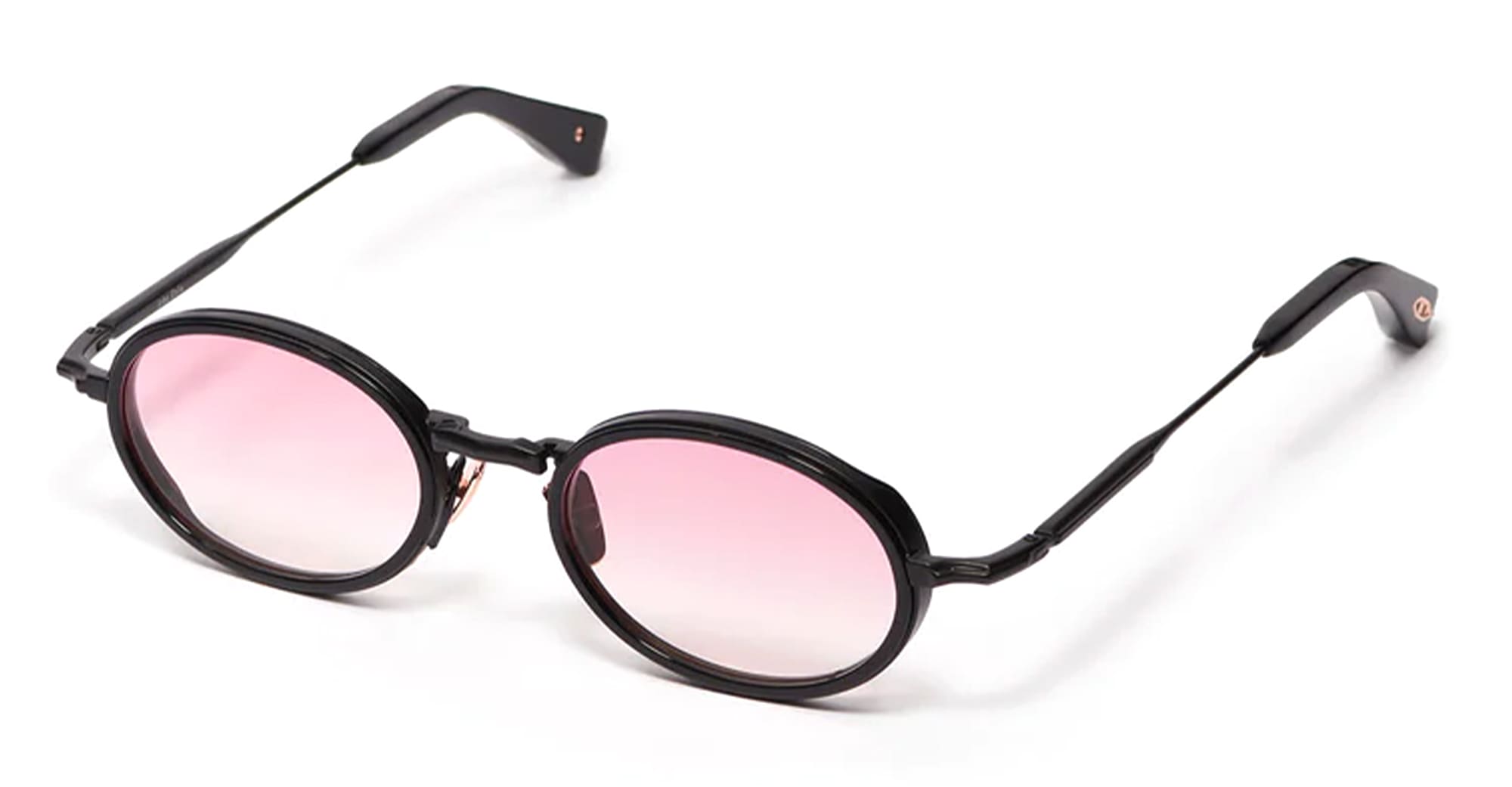 Ottica Mondello Roma - John Dalia - EDDIE-C304 - EDDIE - C304 Shiny Black / Carbon Effect - Metal - shape Oval - Black - EYEWEAR - SUNGLASSES - Unisex,Uomo,Donna,Women,Men - lens Gradient pink - Made In France
