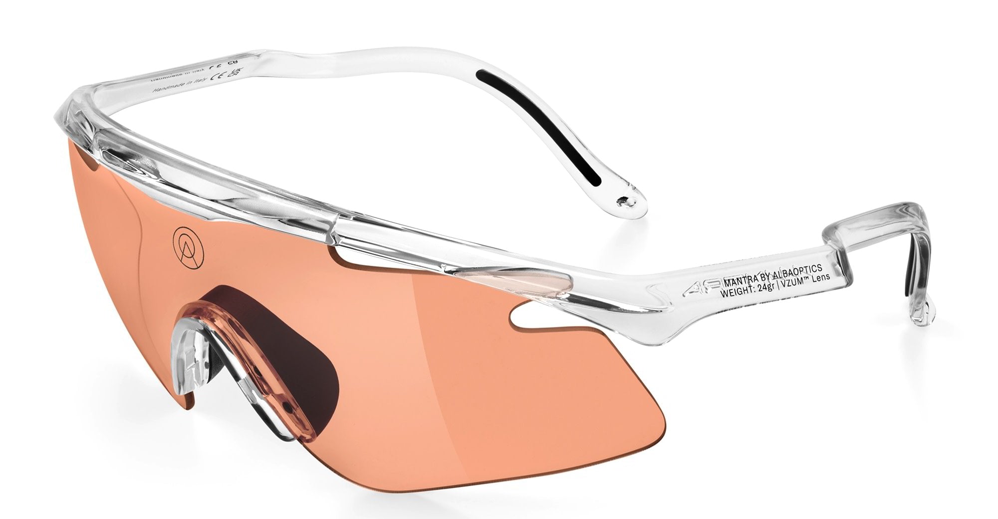 Ottica Mondello Roma - Alba Optics - 8050054518763 - MANTRA - CRYSTAL GLOSSY / VZUM SALMON - Tr90 - shape Mask - Crystal - EYEWEAR - SUNGLASSES - Unisex,Uomo,Donna,Women,Men - lens Pink - Made In Italy