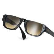 Ottica Mondello Roma - T HENRI - NCR - NETTUNO - TRAVERSE - Acetate - shape Oval - blue, gold - EYEWEAR - SUNGLASSES - Unisex,Uomo,Donna,Women,Men - lens Gradient brown - Made In Japan