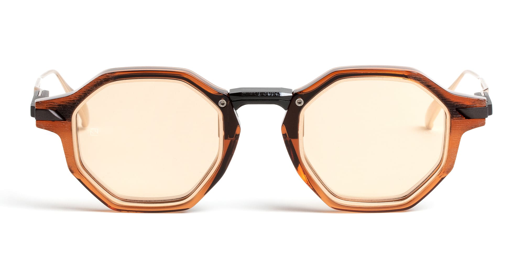 Ottica Mondello Roma - Movitra - CLIMAX 04-C1 S - Climax 04 - C1 Crystal Brown / Light Gold Lens - Acetate, metal - shape Octagonal - brown - EYEWEAR - SUNGLASSES - Uomo,Men - lens Gold - Made In Italy