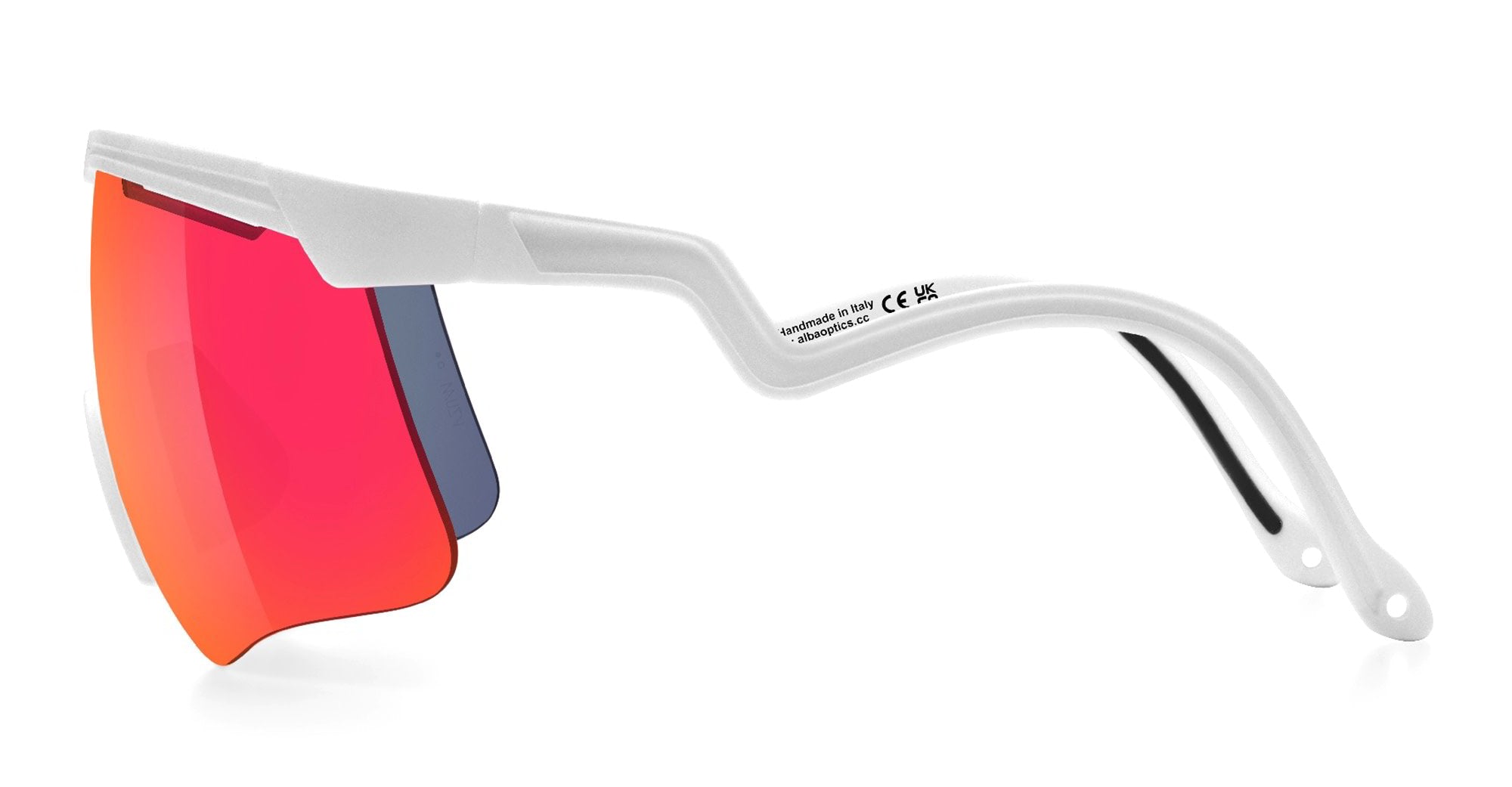 Ottica Mondello Roma - Alba Optics - 8050054518626 - DELTA - WHITE / VZUM F-LENS FIRE - Tr90 - shape Mask - White - EYEWEAR - SUNGLASSES - Unisex,Uomo,Donna,Women,Men - lens red - Made In Italy