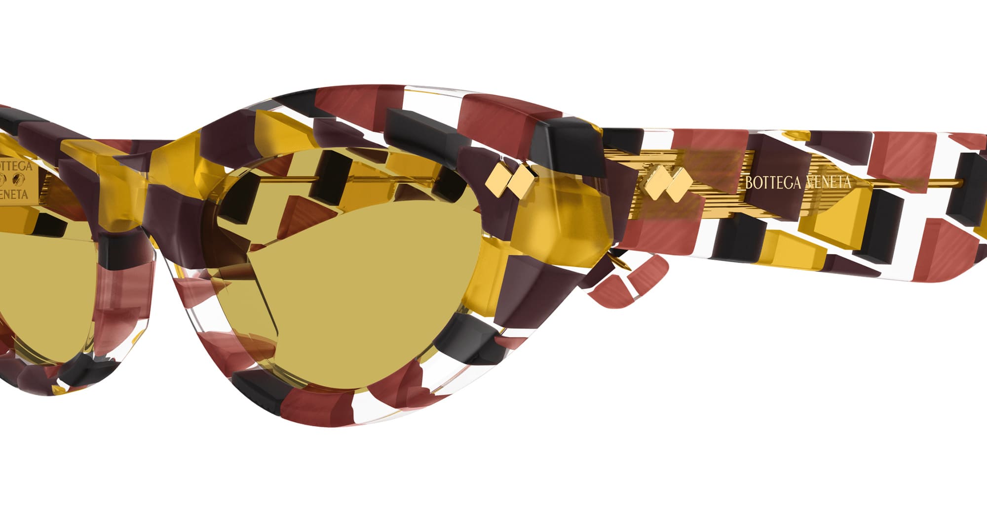 Ottica Mondello Roma - Bottega Veneta - BV1350S-003 - BV1350S-003 - MULTICOLOR - Acetate - shape Cat-eye - brown - EYEWEAR - SUNGLASSES - Donna,Women - lens yellow - Made In Japan