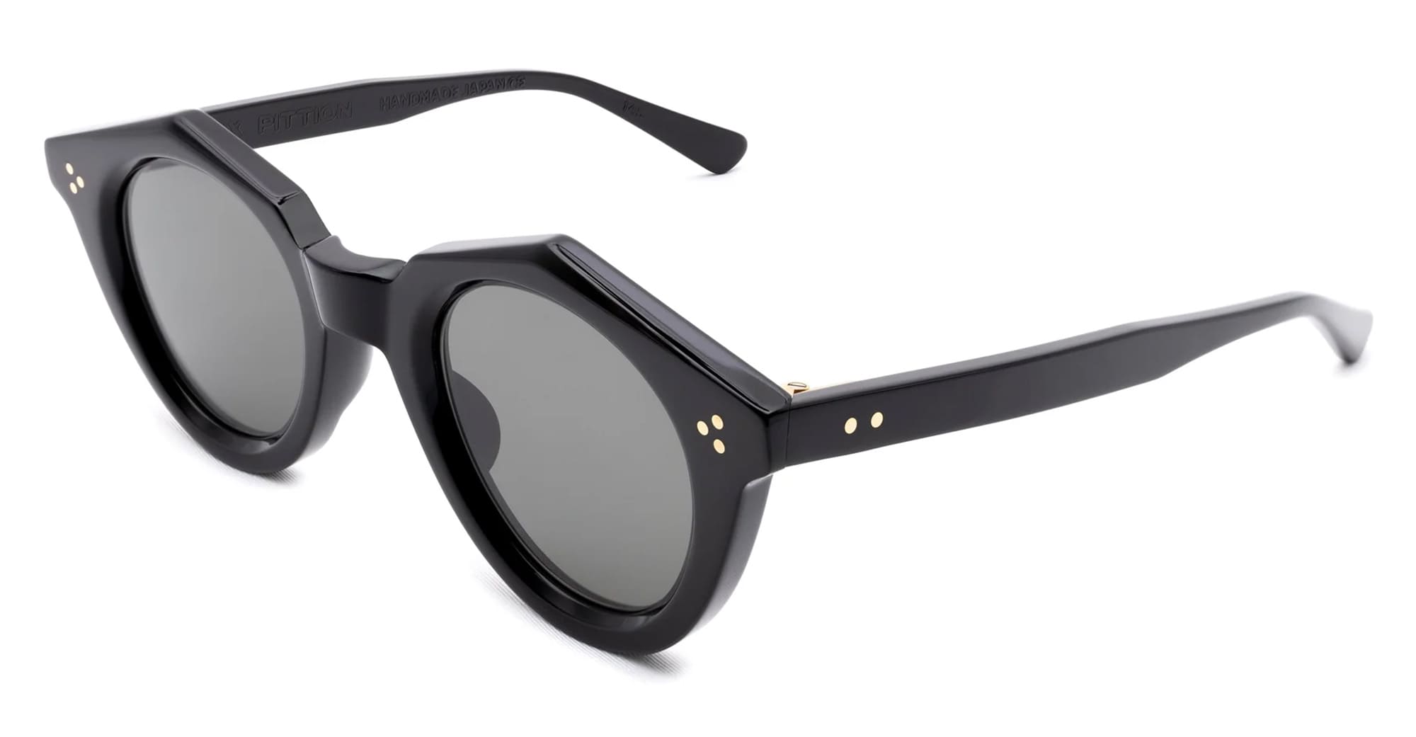 Ottica Mondello Roma - Max Pittion - MXPL-018A - VOILA 44  - PIANO BLACK / GREY LENS - Acetate - shape Round - Black - EYEWEAR - SUNGLASSES - Unisex,Uomo,Donna,Women,Men - lens Grey - Made In Japan