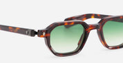 Ottica Mondello Roma - Sato - Izar-TT-BB-1 -  IZAR - TOKYO TORTOISE / BRUSHED BLACK - Acetate - shape Squared - black, tortoise - EYEWEAR - SUNGLASSES - Unisex,Uomo,Donna,Women,Men - lens Gradient green - Made In Japan
