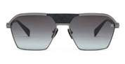 Ottica Mondello Roma - Balmain - BPS-177B-60 - SERGEANT - BLACK RHODIUM / LEATHER BLACK - acetate, titanium  - shape Navigator - black, silver - EYEWEAR - SUNGLASSES - Unisex,Uomo,Donna,Women,Men - lens Gradient grey - Made In Japan