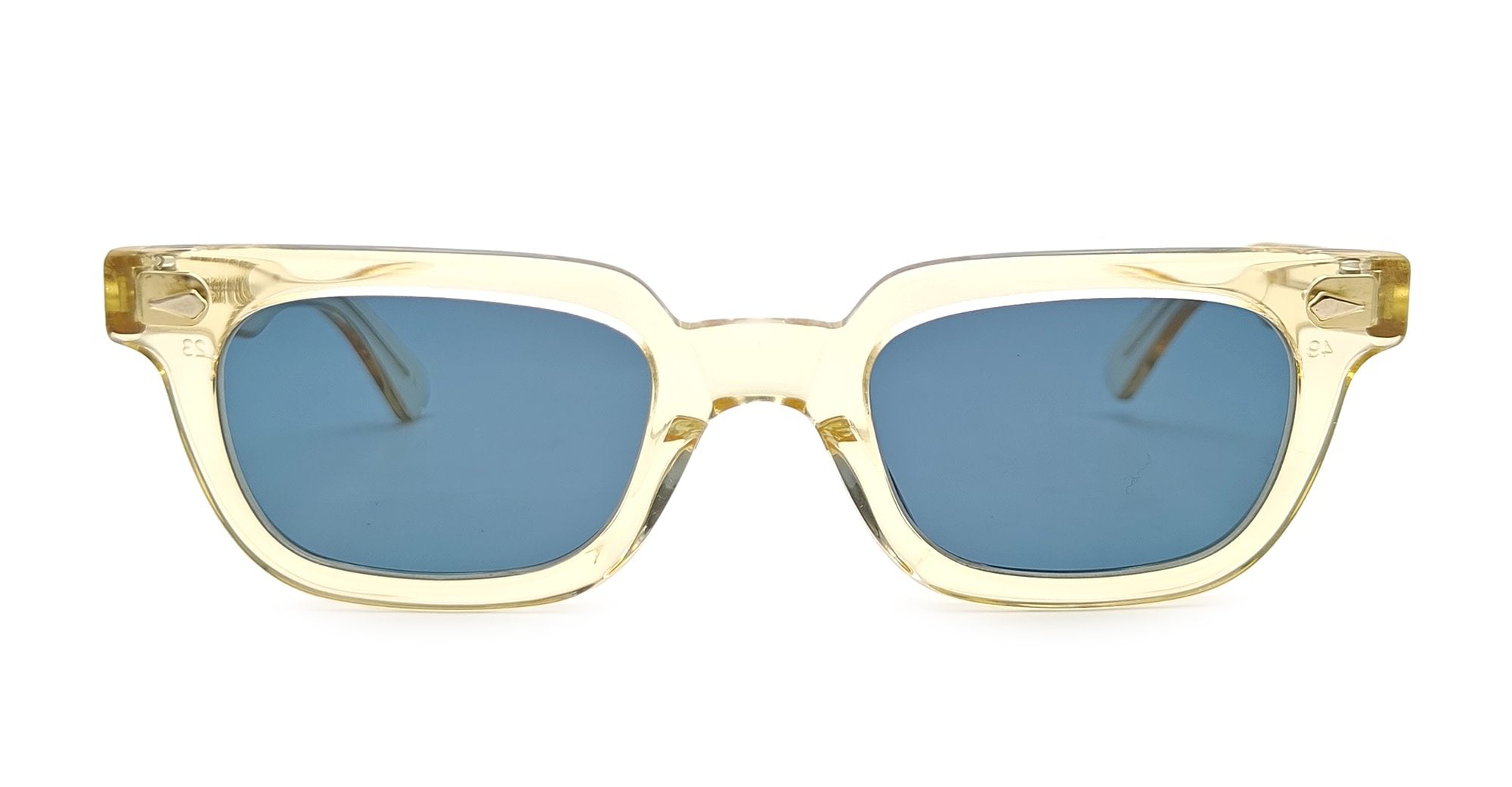  DARK BLUE LENS - Acetate - shape Rectnagular - Champagne - EYEWEAR - SUNGLASSES - Unisex,Uomo,Donna,Women,Men - lens Blue - Made In Japan