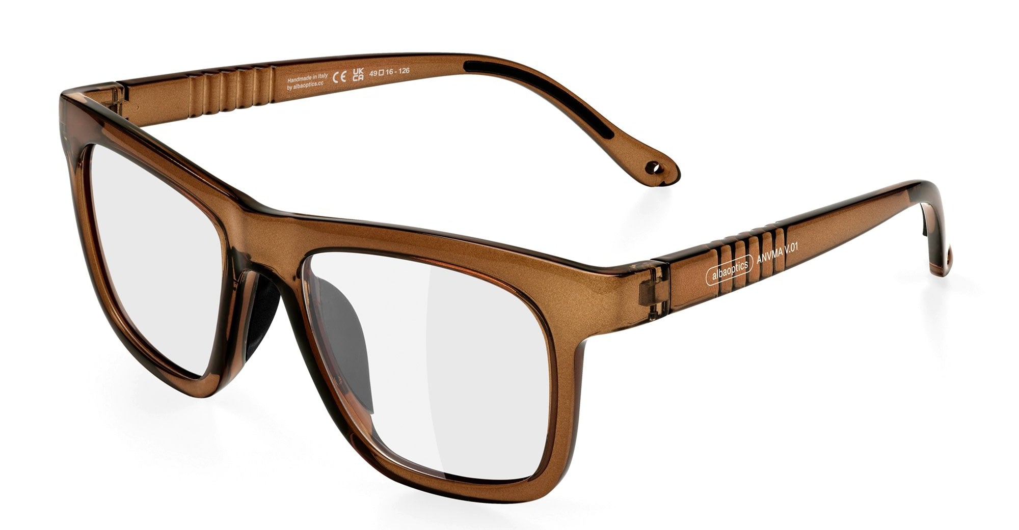 Ottica Mondello Roma - Alba Optics - 8050054517179 - ANVMA V.01 - BROWN GLOSSY RX - Tr90 - shape Squared - brown - EYEWEAR - EYEGLASSES - Unisex,Uomo,Donna,Women,Men - lens Clear - Made In Italy