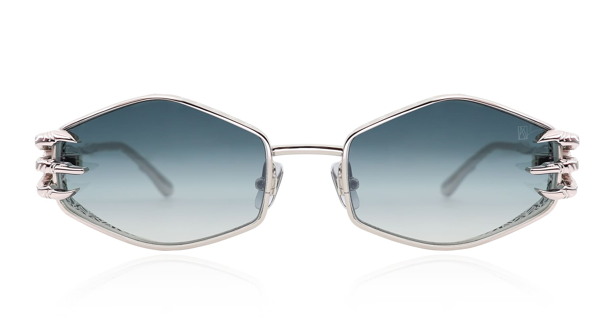Ottica Mondello Roma - Anna-Karin Karlsson - S252-8802 - CLAW PLUME - White Gold - Titanium - shape Hexagonal - white gold - EYEWEAR - SUNGLASSES - Donna,Women - lens Gradient blue - Made In Japan