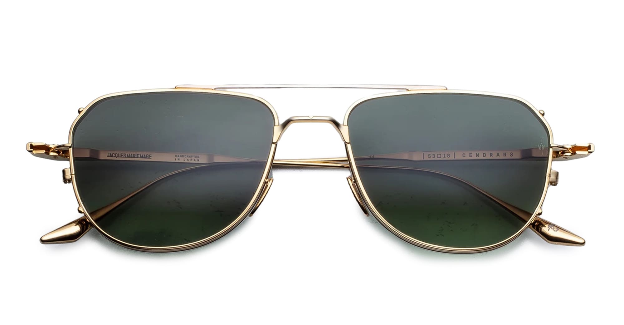 Ottica Mondello Roma - Jacques Marie Mage - JMMCEN-12M - CENDRAS - MUSKET - Titanium - shape Pilot - Gold - EYEWEAR - SUNGLASSES - Unisex,Uomo,Donna,Women,Men - lens Green - Made In Japan
