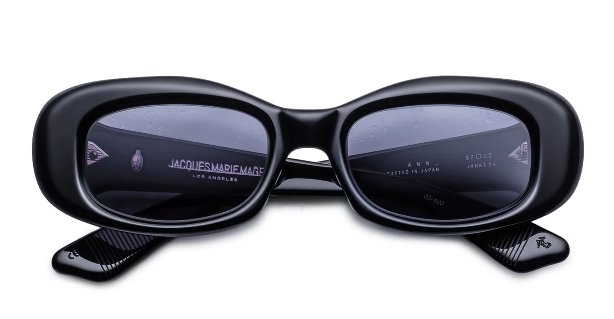 Ottica Mondello Roma - Jacques Marie Mage - JMMKT-58 - ANN - RAVEN - Acetate - shape Oval - Black - EYEWEAR - SUNGLASSES - Unisex,Uomo,Donna,Women,Men - lens Grey - Made In Japan