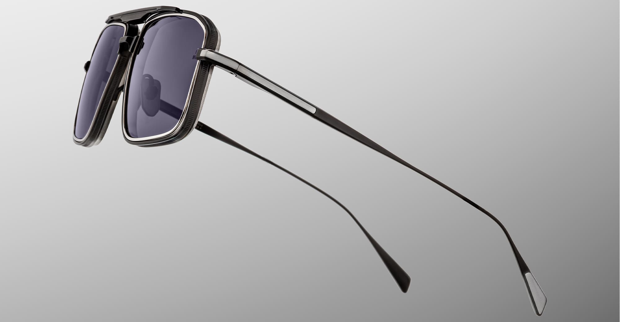 Ottica Mondello Roma - Jacques Marie Mage - JMMER-19J - EARL - CORBEAU - Titanium - shape Navigator - Silver - EYEWEAR - SUNGLASSES - Unisex,Uomo,Donna,Women,Men - lens jet black - Made In Japan